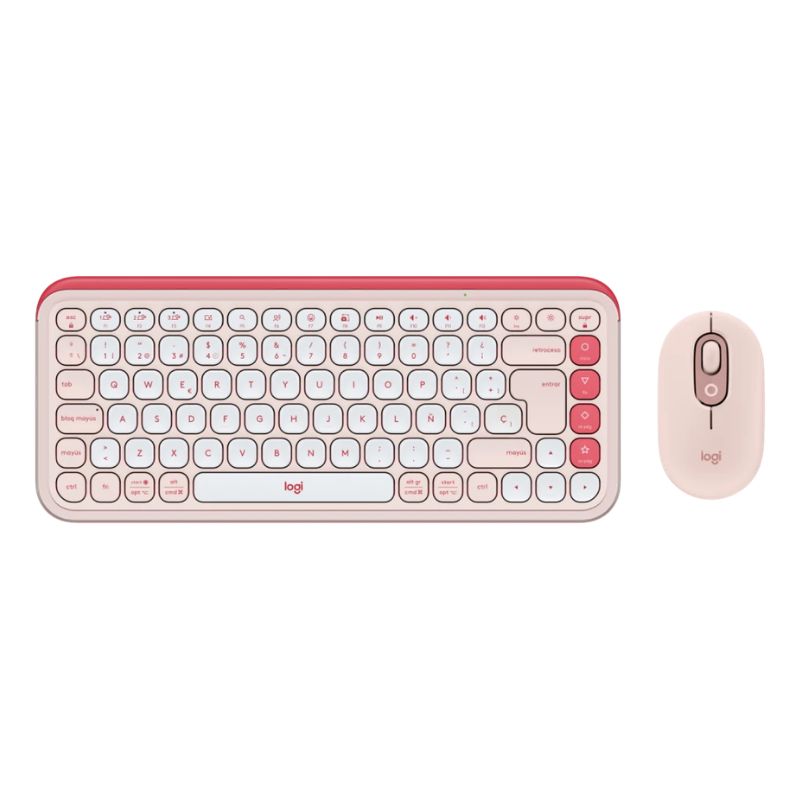 Teclado y Mouse Inalámbrico Logitech Pop Icon  Rosa Español