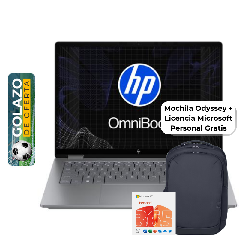 Laptop HP OmniBook 5 14-fp0054la 14" Touchscreen Intel Core i5-1334U 16GB RAM 512GB SSD Intel Iris X W11 Home Plateada Teclado Español