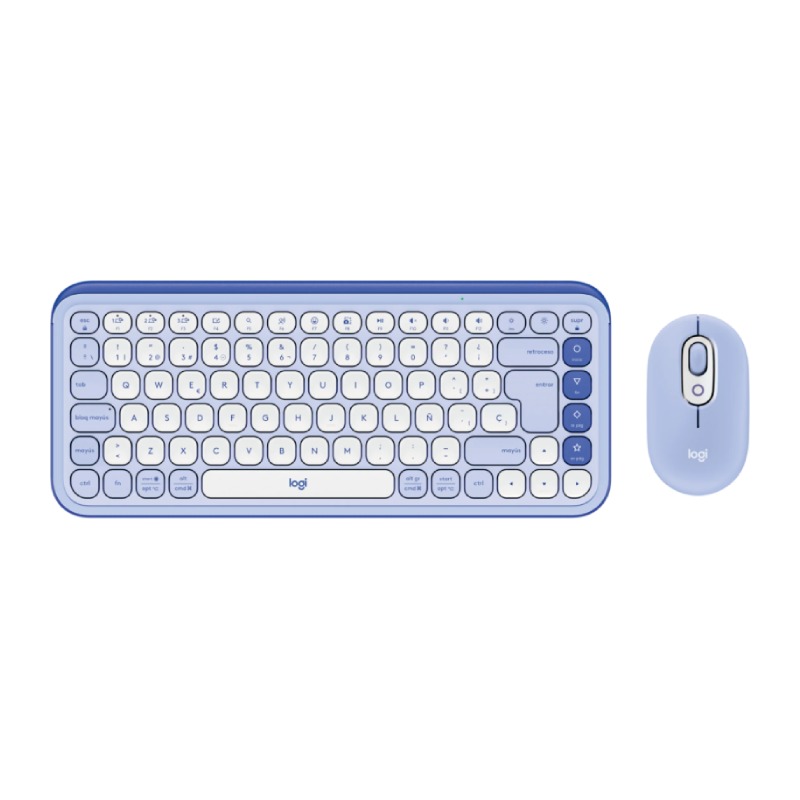 Teclado y Mouse Inalámbrico Logitech POP Icon  Lila y blanco Español