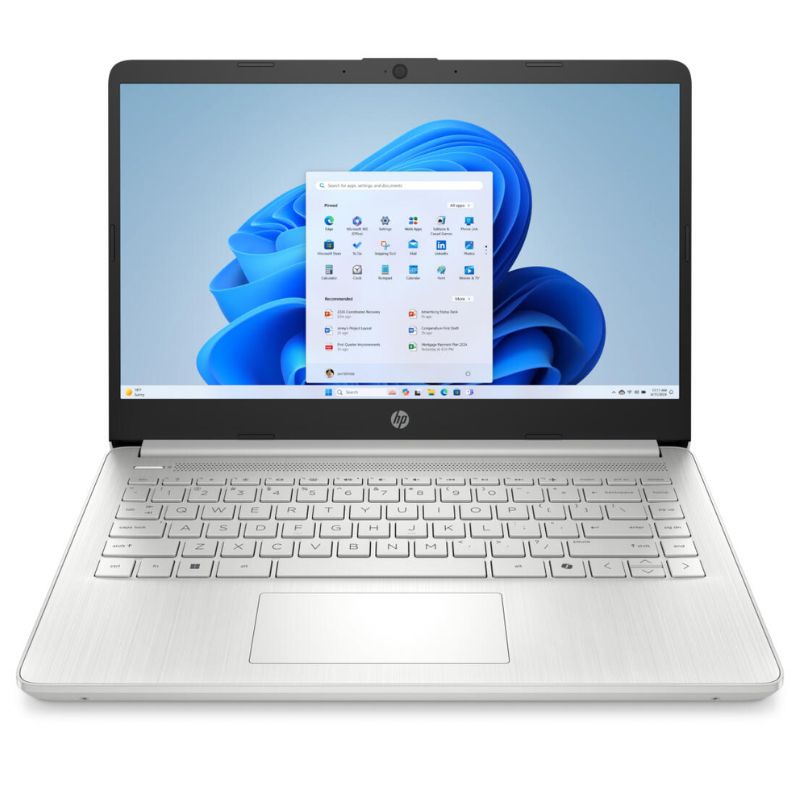 Laptop HP 14-DQ6101 14" Intel N150 4GB RAM 128GB UFS Intel Graphics W11 Home Plateado Teclado Inglés