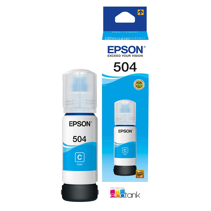 Botella de Tinta Epson T504 Cian 70ml